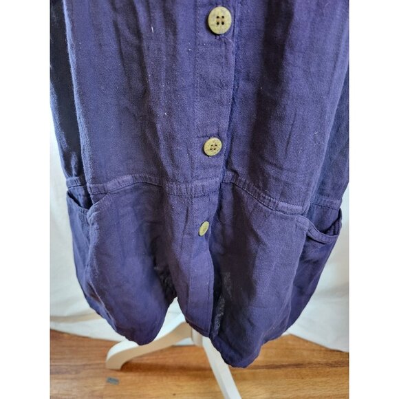 El Huarache Cottons Navy Blue Size L‎ Button Up Lagenlook - Picture 3 of 6